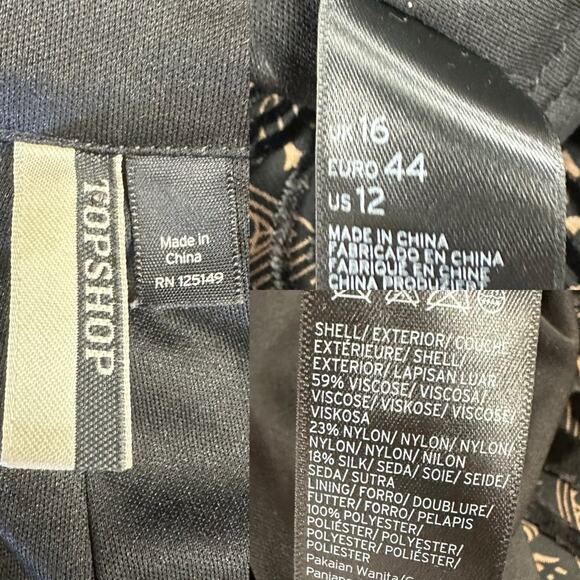 Topshop sheer pants with built in shorts velvet stripe detail size 12 goth - Picture 4 of 15